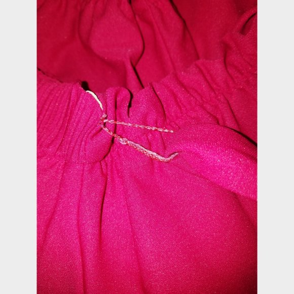 Vtg 70s Puff Sleeve Pleated Top Waist Tie Dress 16 - Picture 7 of 7